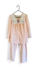 Vintage Vanity Fair Womens Pink Polyester Nylon 2 Pc Pajama Set Large