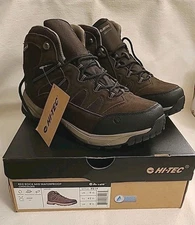NIB Hi-Tec Mens 9.5 M  Red Rock Mid Waterproof Hiking Boots Brown