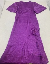 SheIn Midi Dress Women’s Large High Low Ruffled Hem Flutter Sleeves V-Neck