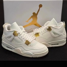 US Jordan 4 "Metallic Gold" Retro Mid-Top Basketball Shoes