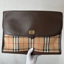 Burberry Nova Check Clutch Bag Second Bag Beige Brown Pouch Authentic