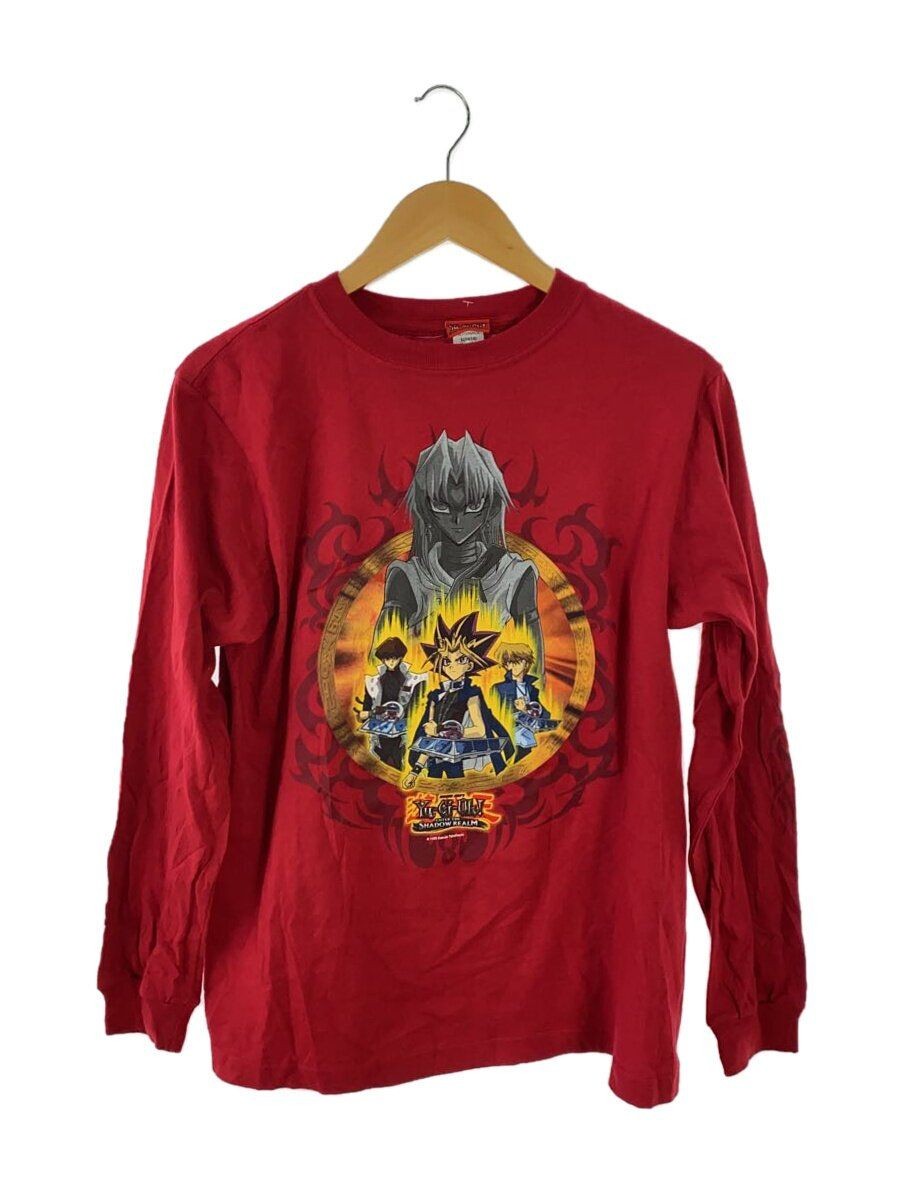 ALTRA T manica lunga altre marche Yu Gi Oh! T shirt anni 90 L cotone rosso tinta unita usata