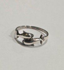 Sterling Silver Dolphin Ring Size 7.5 Marked 925