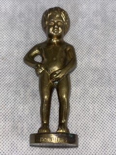 Brass Manneken Pis Figurine Brussels Belgium Peeing Boy Miniature Statue
