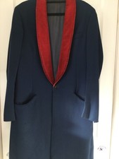Original Vintage Navy blue drape jacket,red trim, John Collier, Rock/ Roll 40”