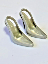 Barbie Basics Silver Close Toe Slingback Heels Shoes
