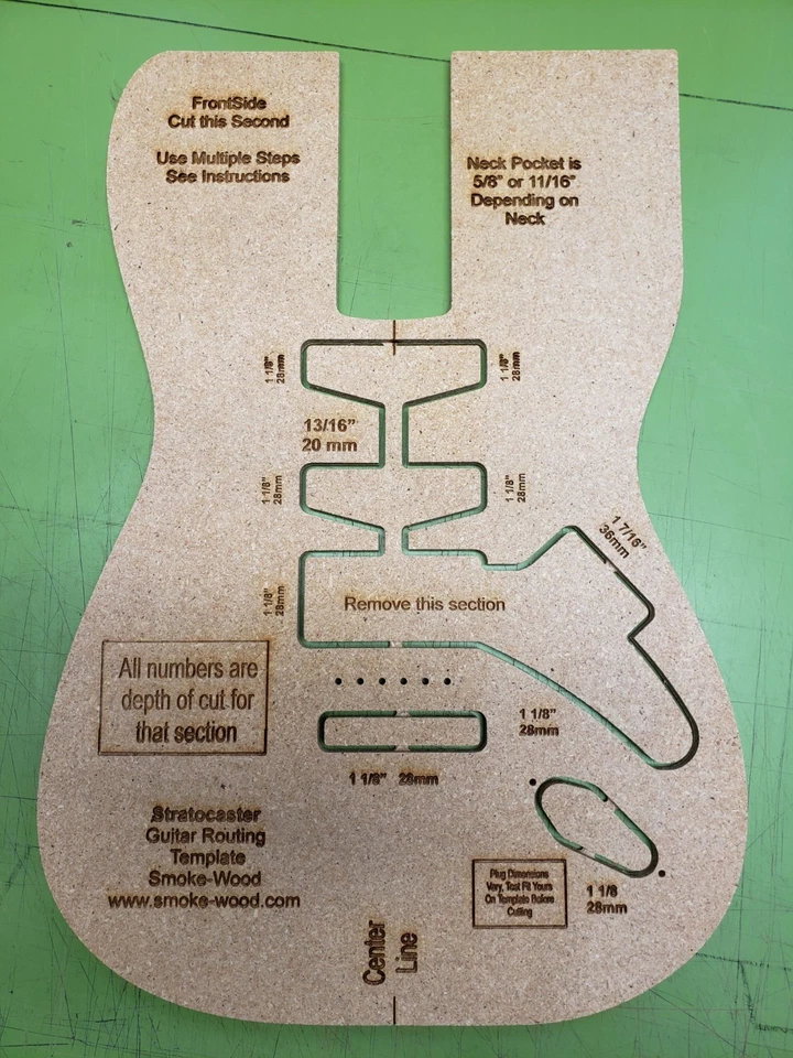 Combo de plantillas de enrutador de guitarra Stratocaster/Telecaster con planos Foto 3 de 4