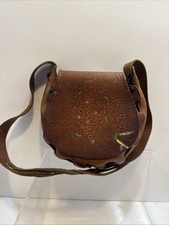 Vintage Handmade Tooled Leather Purse / Bag