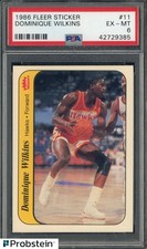 1986 Fleer Sticker Basketball #11 Dominique Wilkins RC Rookie HOF Hawks PSA 6