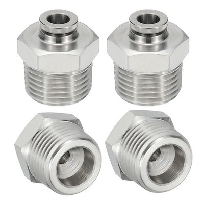 4Pcs Push to Connect Fitting 304 Stainless Male Straight 1/4'' Tube ODx1/2''NPT
