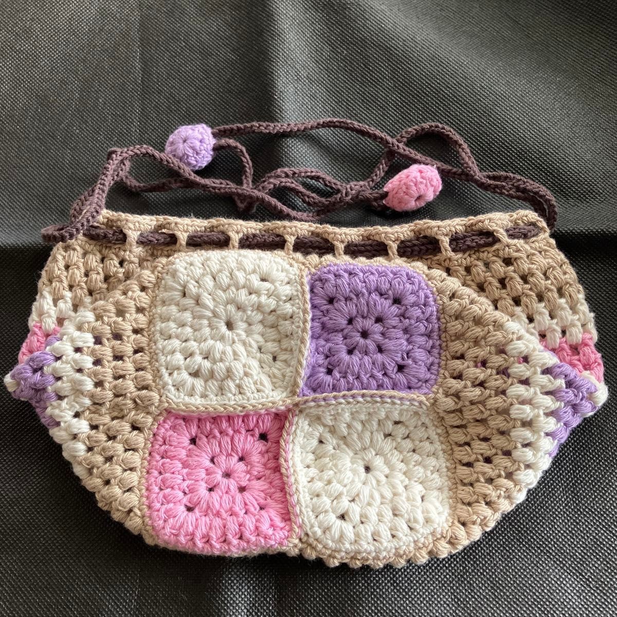 Drawstring bag cute mini hand knitted accessory c… - image 4