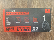 HARDY Extreme Duty Nitrile Powder-Free Gloves Large 9 Mil/Black  50 Pack 