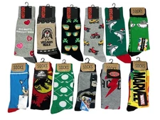Hot Sox Bioworld Crazy Socks Mens Size 6-12 Crew Socks Novelty Gift Gag Funny
