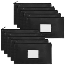 10 Pieces Money Bags with Zipper, Security Bank Deposit Bags,11x6.1 inch Mone