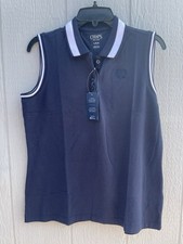 Chaps Women's Sleeveless 5 Button Placket Polo Color Navy Size L NWT