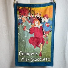 Vintage Cadbury’s Milk Chocolate Tea Towel Cotton Promo Made In Britain in EUC