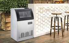 Commercial Ice Maker 155 lbs/24h Ice Machine 36 lbs Storage Restaurant Bar