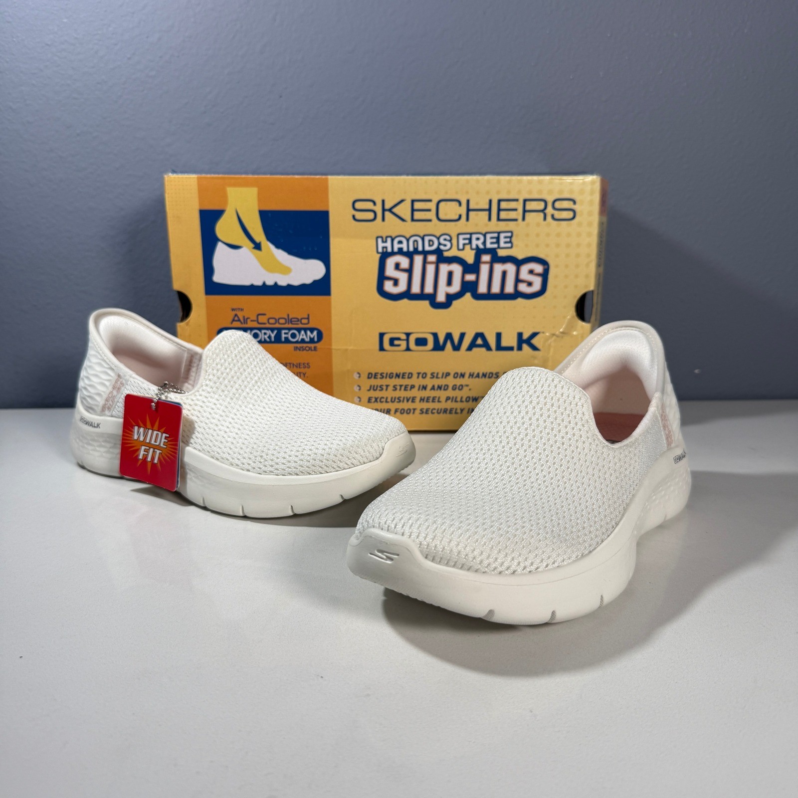 Skechers Go Walk Flex Relish Slip Ins Women Off White Wide Fit Shoes Size 6