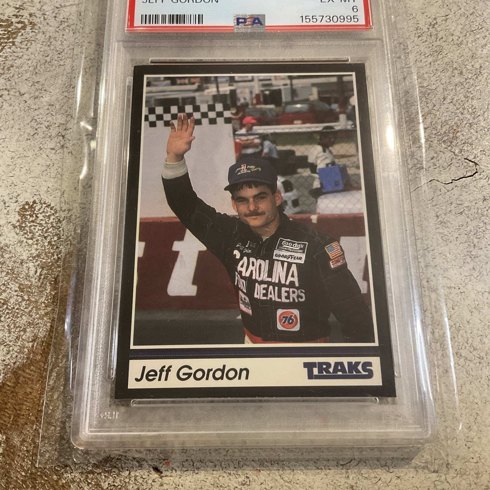 JEFF GORDON ROOKIE CARD-1991 TRAKS GRADED PSA EXCELLENT-MINT 6- CAROLINA FORD view 5