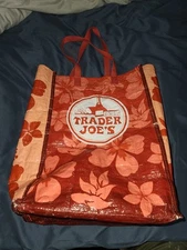 Vintage Trader Joe's Reusable Shopping Bag Red Hibiscus - Very Rare Reusable Bag