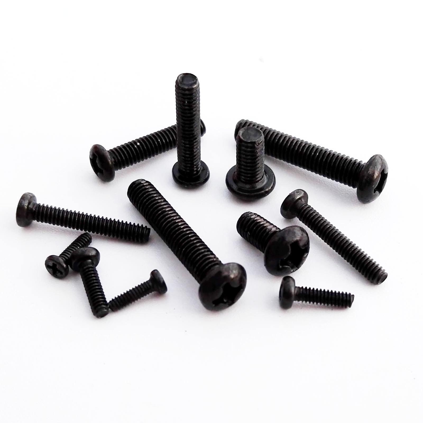 25/100pcs Black Metric Thread Phillips Cross Pan Round Head Screw Bolt M1.4-M3