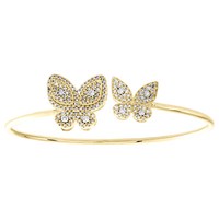 10K Gelbgold Rund Diamant Statement Schmetterling Armreif Fancy Armband 3/4 Ct