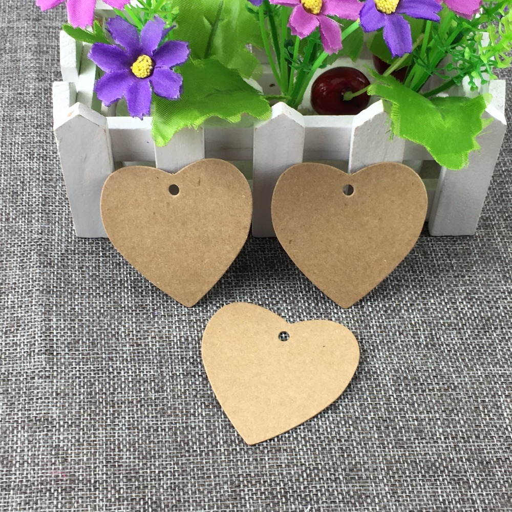 100 TARJETAS CORAZÓN PAPEL KRAFT DETALLES PRESENTACIONES REGALOS 2 MEDIDAS