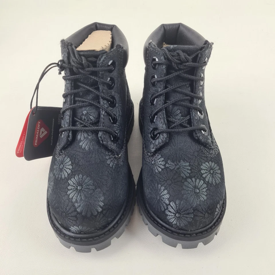 🚨 Timberland 6 IN Botas Clásicas para Niños Pequeños TB0A1781 Negro Floral Cuero Talla 8.5 Foto 4 de 4