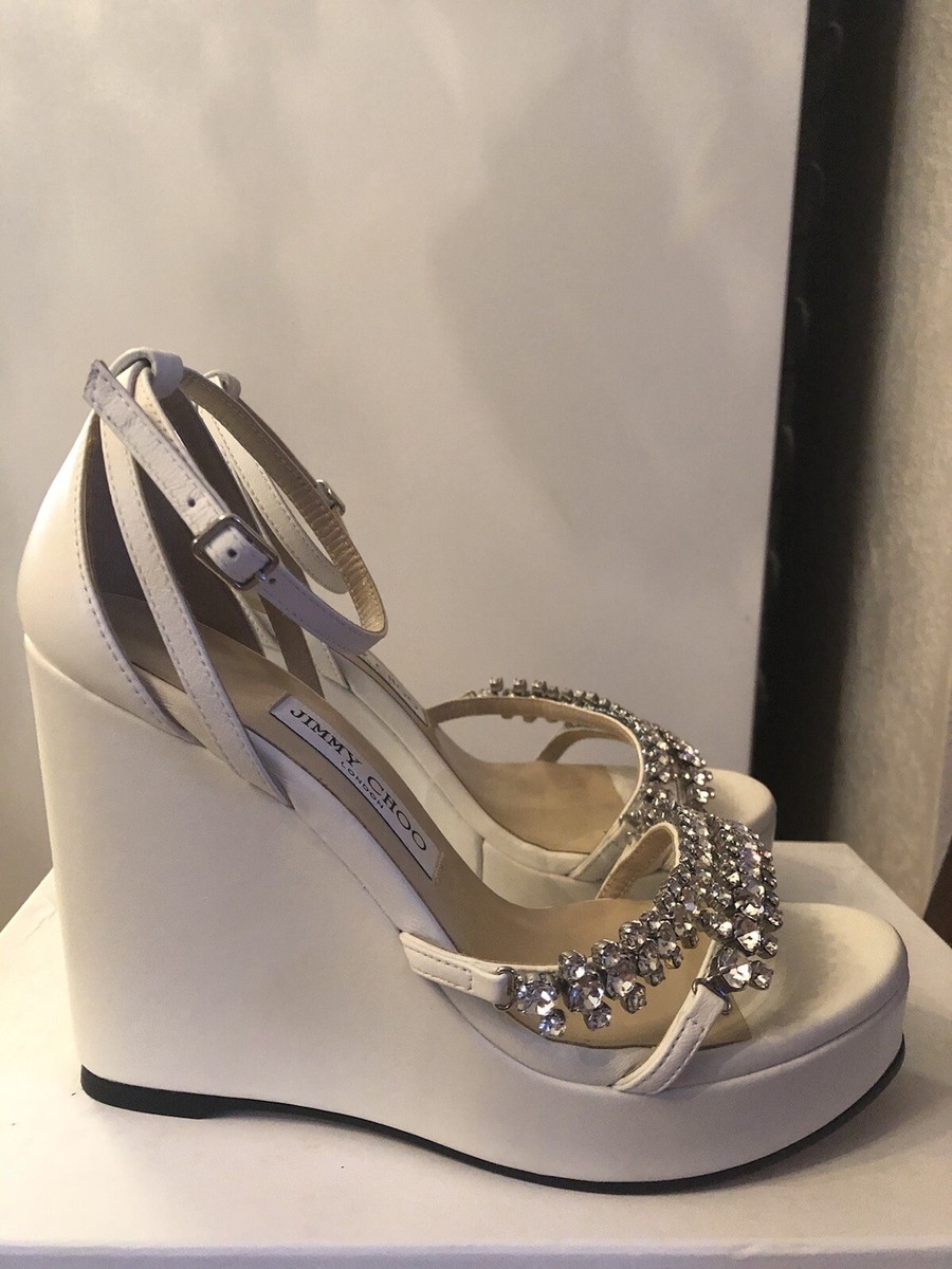 【JIMMY CHOO】Bing Wedge 120-Zox-Silver ★関税送料込み Jimmy Choo - Bing Wedge 120 metallic sandals Jimmy Choo