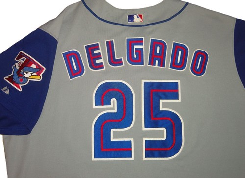 CAMISETA MAJESTUOSA DE COLECCIÓN AUTÉNTICA CARLOS DELGADO TORONTO BLUE JAYS MLB 56 COSIDA ¡RARA! - Imagen 4 de 4