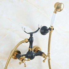 Black Gold Brass Bathroom Faucet Hand Spray Shower Mixer Water Tap 2na535