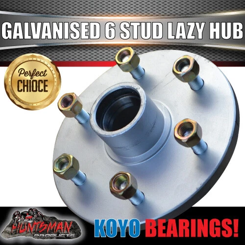 2x Galvanised Dacromet 6 stud Trailer Lazy Hubs & LM Japanese Koyo bearing kits - Picture 3 of 5