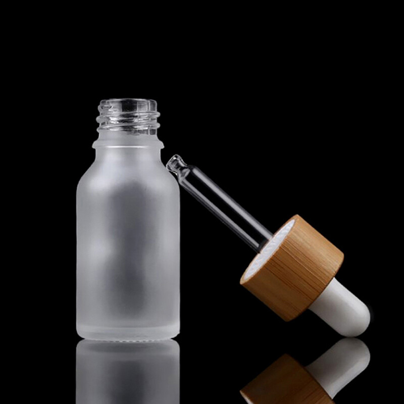 Empty Glass Dropper Bottles Eye Pipette Wood BamBoo lid Essential Oils 5ml-100ml