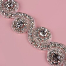 90CM AB Crystal Rhinestone Beaded Trim Ribbon Applique DIY Belt Bridal Dress Sew