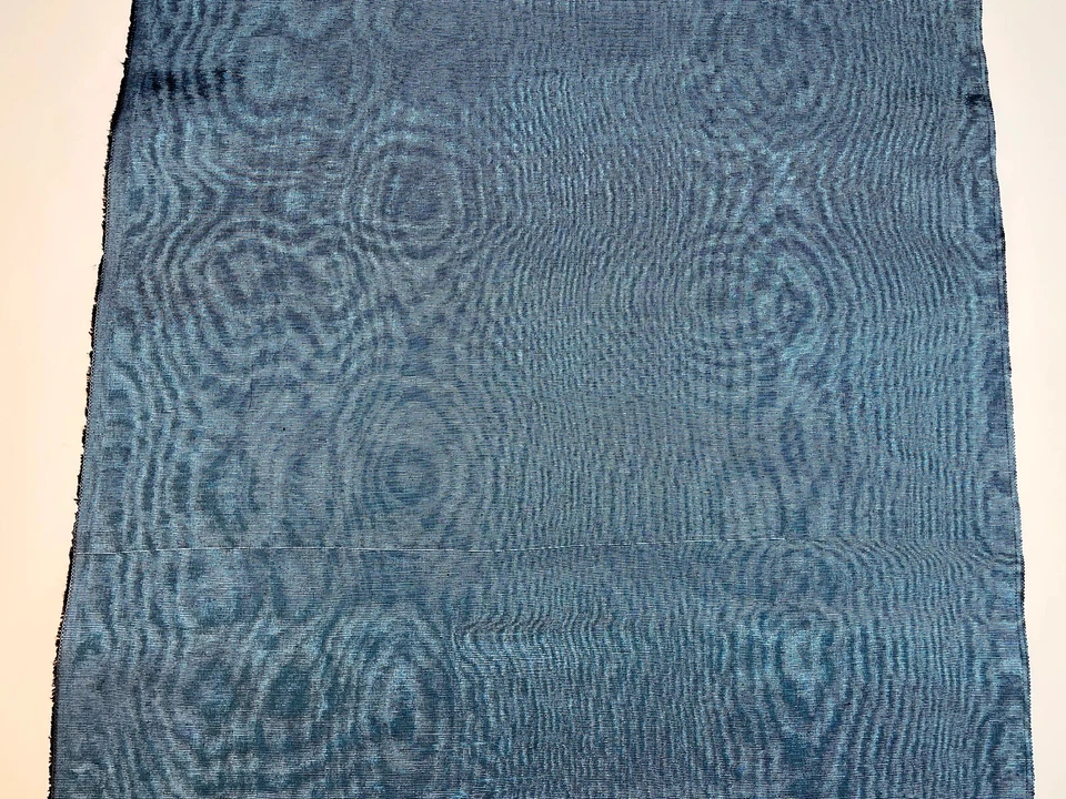 Blue Silk Moire Fabric, Luxury Home Textile Fabrics, Interior Fabric By 2 Meters - Image 3 of 4