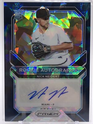 2022 Prizm Nick Neidert Blue Cracked Ice Prizm Rookie Auto SP #/25 Marlins RC