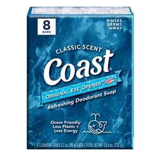 Coast Refreshing Deodorant Bar Soap, for All Skin Types, Classic Scent, 3.2 oz,