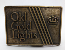 Vtg Old Gold Lights Cigarettes Tobacciana Advertising Brass Belt Buckle