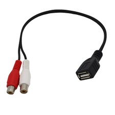 USB A Female to 2x RCA Phono Female AV PC TV Aux Audio Video Adapter Cable Lead