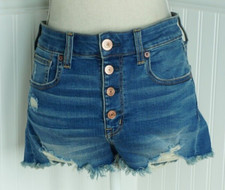 American Eagle Super Stretch Button Fly Distressed Hi-Rise Shortie Shorts Size 6