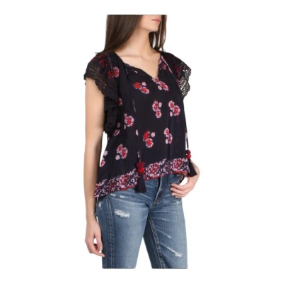 トップス andmary mew frill tops SEA New York Multi Ruffle Sleeve Top Red/Multicolor Size 10