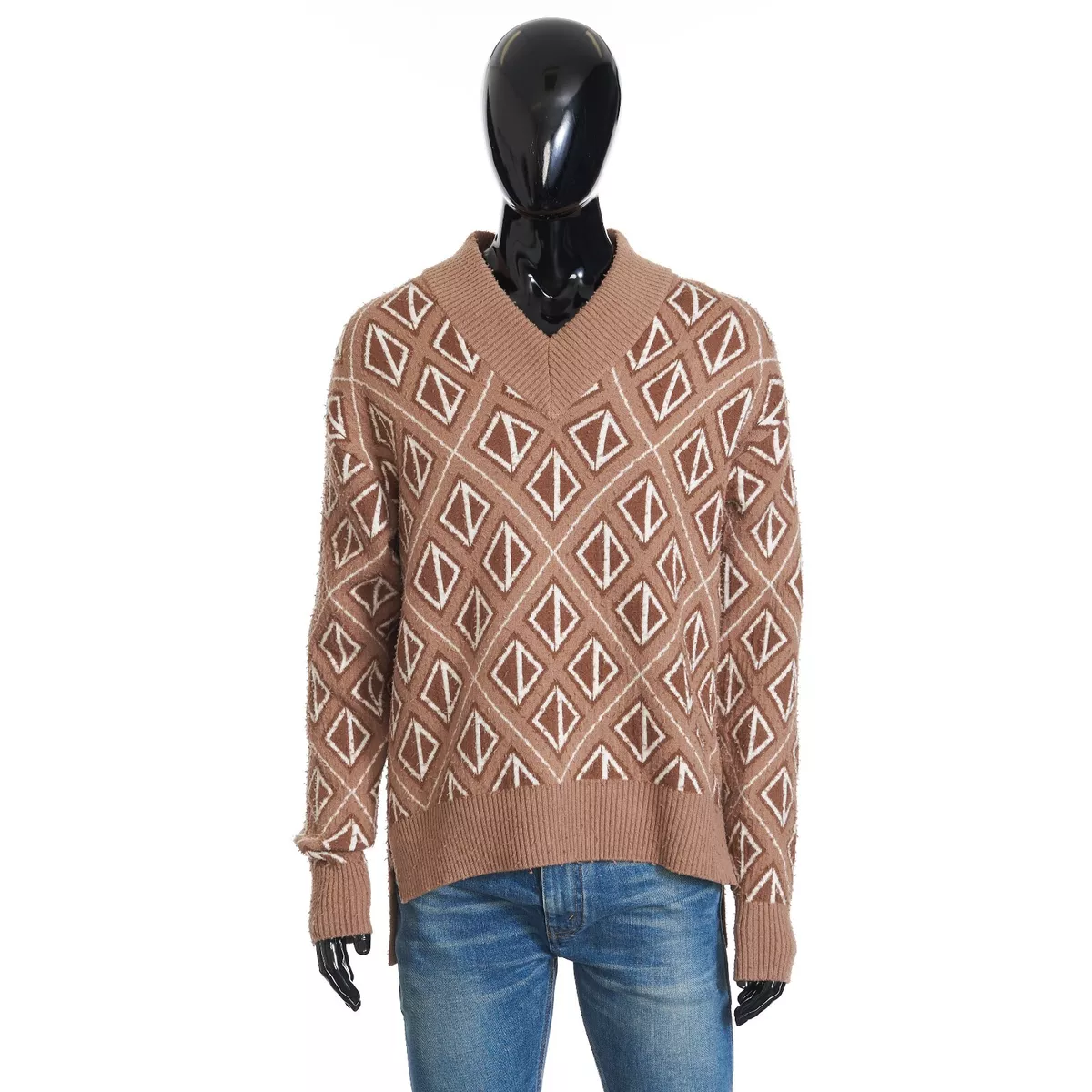 DIOR 1900$ Coffee Brown Wool/Cashmere Sweater - CD Diamond Motif