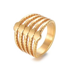 304 Stainless Steel Finger Rings Wide Band Rings Heart Gold Size 7 17mm Z712