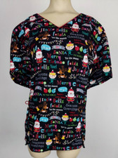 Scrubstar Scrub Top Christmas Santa Rudolph Women's Size 3XL