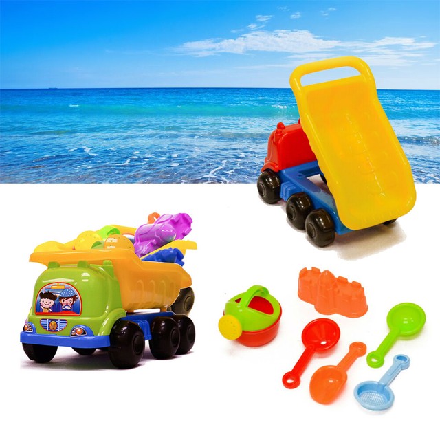 7 Pieces Dump Truck Beach Toy Set Summer Backyard Sandbox For Kids Boy