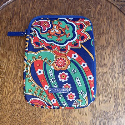 Vera Bradley Medium Cosmetic Bag Zipper Soft Pouch Paisley Red Green Blue Orange