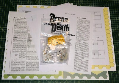 Arena of Death, Dragonquest RPG, aus Ares #04, komplettes Spiel, 100 Zähler + Karte