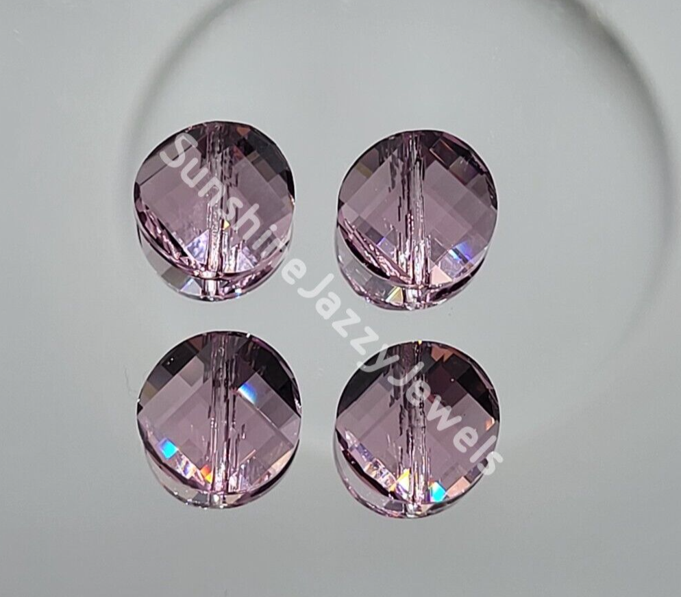 4pc Swarovski Crystal Light Amethyst 14mm Twist 5621 Beads; Flat