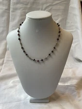 SILPADA Sterling Silver 925 Garnet Beads Chain Necklace N1053 16”-18”