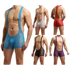 Mens Wrestling Singlet Gym Boxer Swim Jumpsuit Athletic Weightlifting Bodysuit